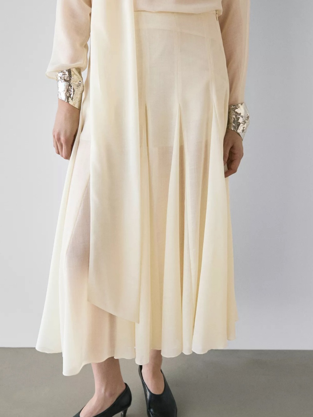 Massimo Dutti NWT FLOWING FLOUNCE MIDI SKIRT - STUDIO 9204/950
